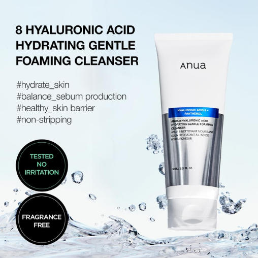 Anua Hyaluronic Acid Foaming Cleanser for Hydrated Skin