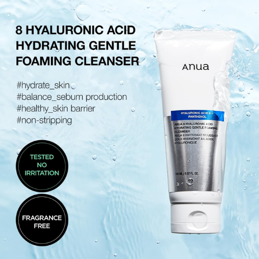 Anua Hyaluronic Acid Foaming Cleanser for Hydrated Skin