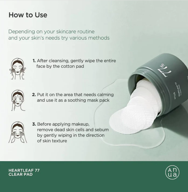 Anua Heartleaf 77% Clear Pad for soothing and pore-tightening